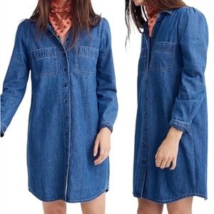 Madewell Blue Long Sleeve Denim Dress